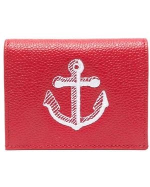 Thom Browne Anchor-Embroidered Leather Cardholder