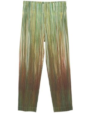 Homme Plissé Issey Miyake Pleated Striped Trousers - Green