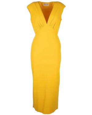 La Petite Robe Di Chiara Boni Maki V-Neck Midi Dress - Yellow