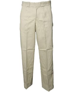 Dickies Logo-Patch Pressed-Crease Trousers - Natural