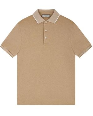 Canali Piqué Contrast-Trim Polo Shirt - Natural