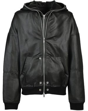BREATH Double-Layered Hooded Bomber Jacket - Black