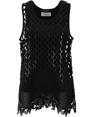 Sportmax Sequin-Embellished Fishnet Top - Black
