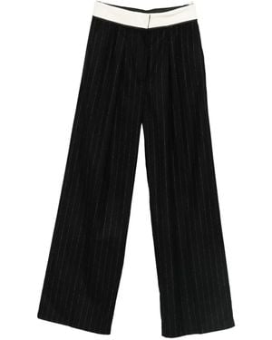 Forte Forte Pinstripe Straight-Leg Trousers - Black