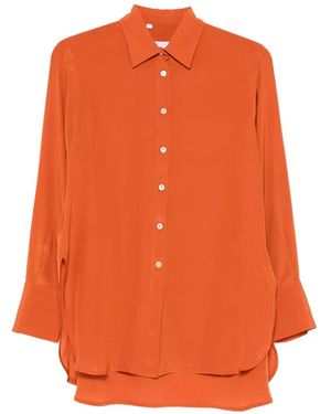 Barba Napoli Curved-Hem Long-Sleeve Shirt - Orange