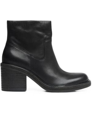 Ash Impatiens Leather Ankle Boots - Black