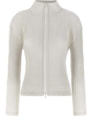 Issey Miyake High-Neck Cardigan - White