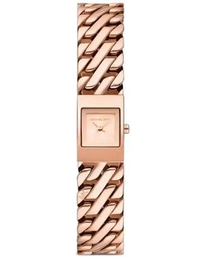 Michael Kors Mini Darrington Square-Face Curb-Link .5Mm Watch - White