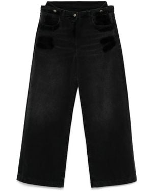 The Attico Layered Wide Leg Jeans - Black