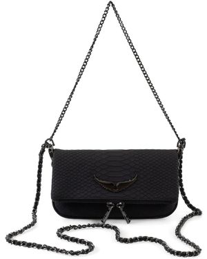 Zadig & Voltaire Snakeskin-Effect Chain Cross Body Bag - Black