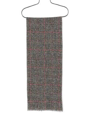 Destin Check-Pattern Fringed Scarf - Gray