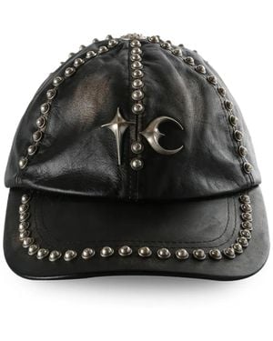 THUG CLUB Studded Leather Baseball Cap - Black