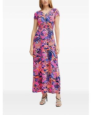 Morgan Paisley-Print Shirred Maxi Dress - Pink