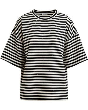 Essentiel Antwerp Striped Strass T-Shirt - Black
