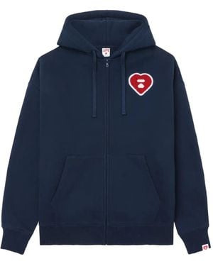 AAPE BY A BATHING AP Logo-Patch Zip-Up Hoodie - Blue