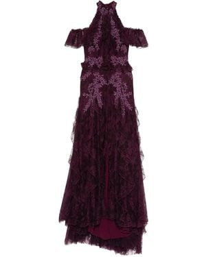 Costarellos Bead-Embellished Ruffled Dress - Purple