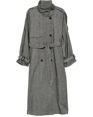 Gestuz Herringbone belted coat - Grau