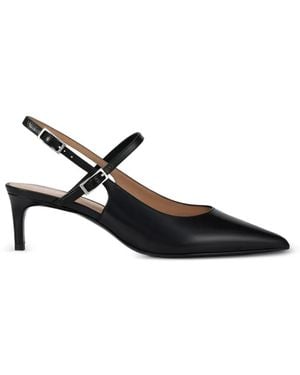 POTAMY Buckle Strap Leather Court Shoes - Black