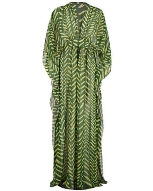 Johanna Ortiz Secret Garden V-Neck Dress - Green