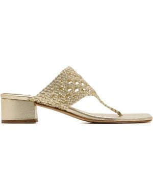 Andrea Gomez Braided Leather Sandals - White