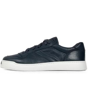 Doucal's Perforated Leather Sneakers - Blue