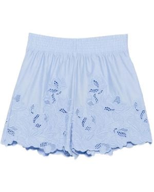 Ermanno Scervino Broderie-Anglaise Scalloped Shorts - Blue
