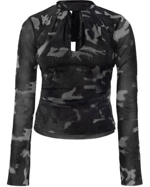 MISBHV Blusa con motivo militar - Negro