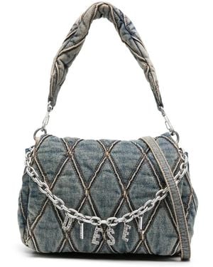 DIESEL Borsa in denim con charm - Blu