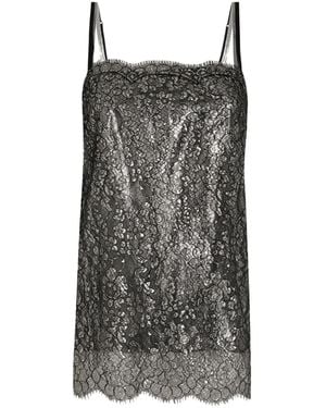 Dolce & Gabbana Lamé Lace Top - Black
