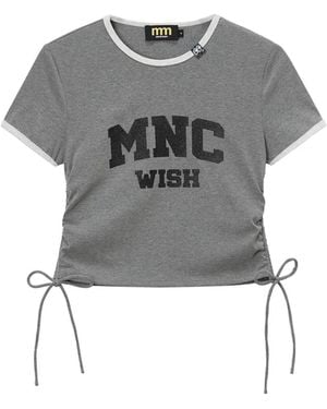 Mini Cream T-Shirt Crop À Lien De Resserrage - Grey