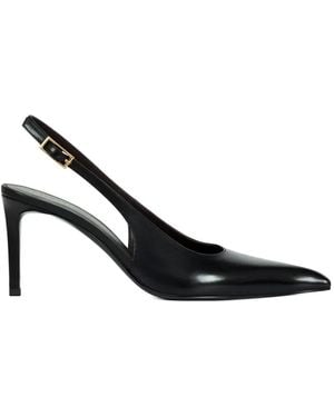 POTAMY Pointed Buckle Leather Court Shoes - Black
