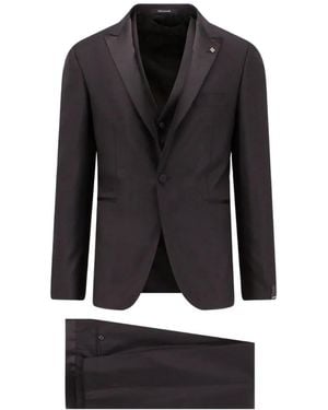 Tagliatore Traje De Tres Piezas Con Botones Y Cinturilla De Satén - Negro
