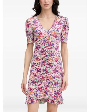 Morgan Abstract-Print Ruched Mini Dress - Pink