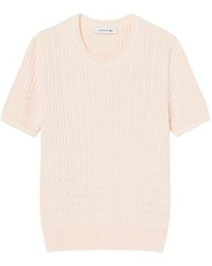 Lacoste Cable-Knit Short-Sleeve T-Shirt - White