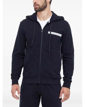 Emporio Armani Logo Zip-up Hooded Knitwear - ブルー