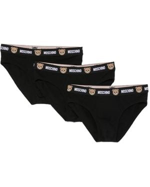 Moschino Teddy Bear Logo-Waistband Briefs Set Set Of Three) - Black