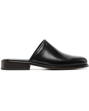 Lemaire Schwarze quadratische ledersandalen