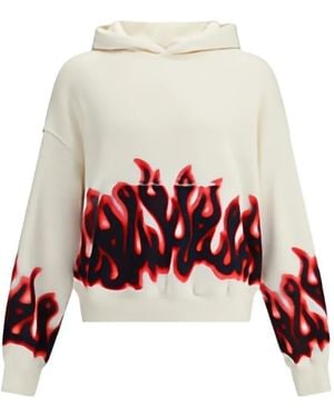 Palm Angels Flame-Print Hoodie - White