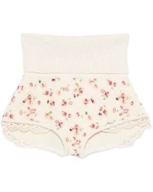 Magda Butrym Floral-Print Lace Shorts - Natural