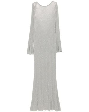Twentyfourhaitch Sequin-Embellished Bell-Sleeve Maxi Dress - White