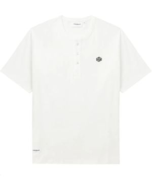 Chocoolate Logo-Patch Cotton Henley T-Shirt - White