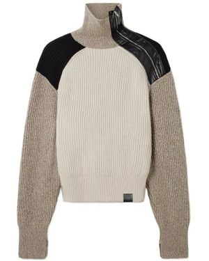 Stella McCartney Zip-Panel Ribbed-Knit Sweater - Natural