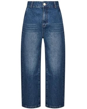 House of Errors Embroidered Whiskered Straight-Leg Jeans - Blue