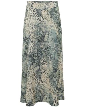 Ba&sh Ciria Snakeskin-Print Maxi Skirt - Grey