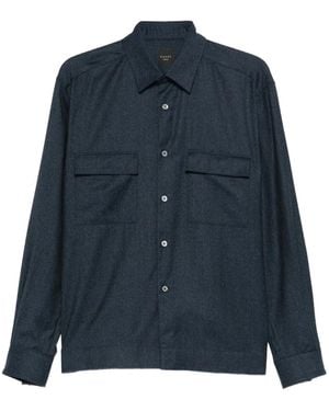 Xacus Pocket-Chest Wool Shirt - Blue