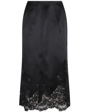 Ermanno Scervino Lace-Trim Silk Midi Skirt - Black