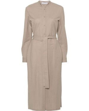 Harris Wharf London Belted Shirt Midi Dress - Natural