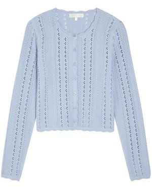 LoveShackFancy Open-Work Cardigan - Blue