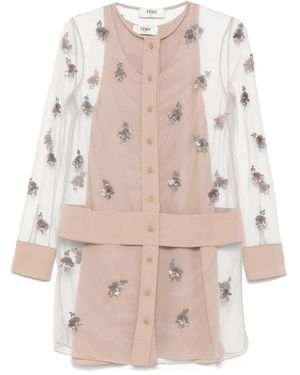 Fendi Tulle Short Dress - Natural
