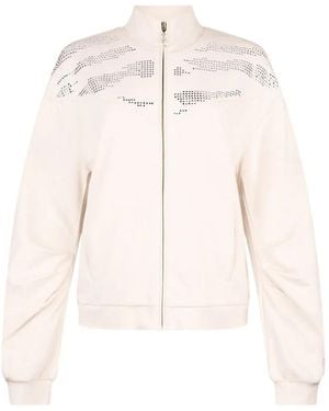 Liu Jo Sweatshirt With Zip And Appliqués - White